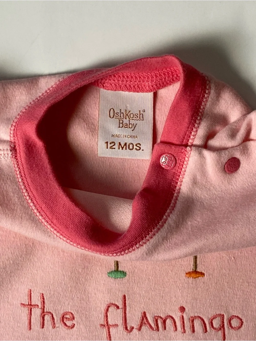 Oshkosh Baby B’Gosh Romper Size 12 Months Pink One Piece Flamingos 100% Cotton